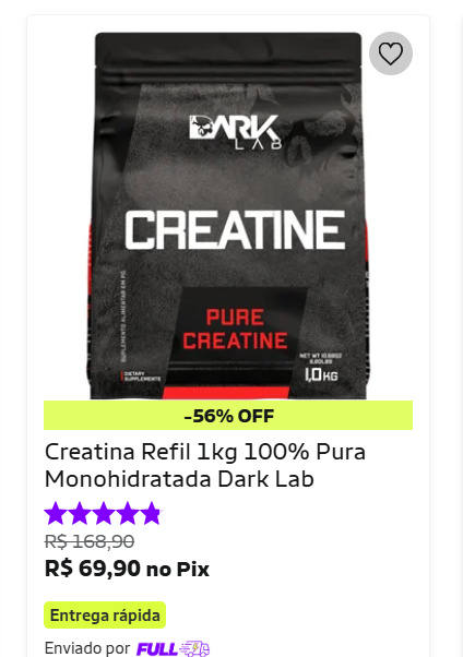 Creatina Refil 1kg 100% Pura Monohidratada Dark Lab